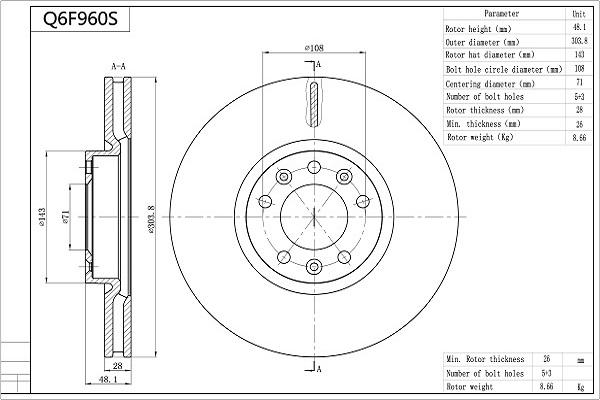 Aisin Q6F960S - Тормозной диск unicars.by