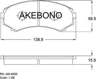 Akebono AN-493K - Тормозные колодки, дисковые, комплект unicars.by