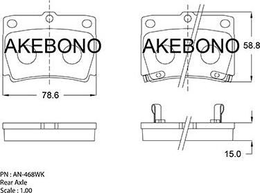 Akebono AN-468WK - Тормозные колодки, дисковые, комплект unicars.by