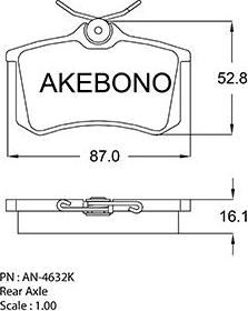 Akebono AN-4632K - Тормозные колодки, дисковые, комплект unicars.by