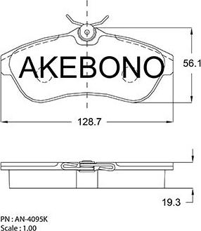 Akebono AN-4095KE - Тормозные колодки, дисковые, комплект unicars.by