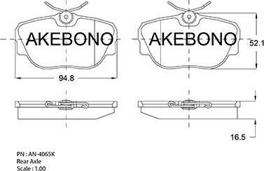 Akebono AN-4065K - Тормозные колодки, дисковые, комплект unicars.by