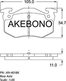 Akebono AN-4018KE - Тормозные колодки, дисковые, комплект unicars.by