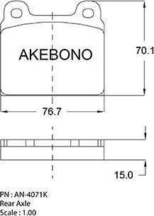 Akebono AN-4071KE - Тормозные колодки, дисковые, комплект unicars.by