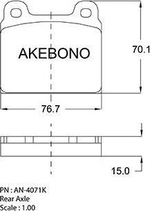 Akebono AN-4071K - Тормозные колодки, дисковые, комплект unicars.by