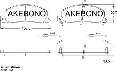 Akebono AN-4188WKE - Тормозные колодки, дисковые, комплект unicars.by