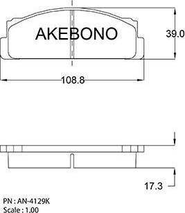 Akebono AN-4129K - Тормозные колодки, дисковые, комплект unicars.by