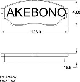 Akebono AN-486KE - Тормозные колодки, дисковые, комплект unicars.by