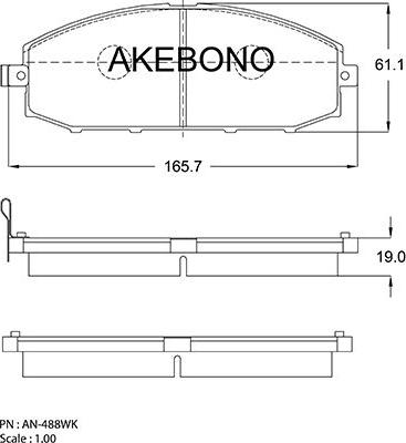 Akebono AN-488WK - Тормозные колодки, дисковые, комплект unicars.by