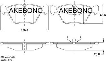 Akebono AN-4305KE - Тормозные колодки, дисковые, комплект unicars.by