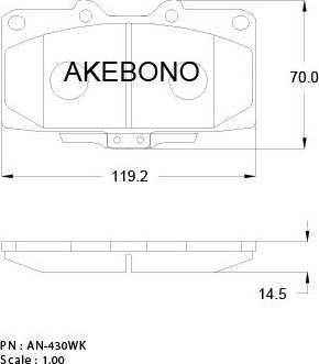 Akebono AN-430WK - Тормозные колодки, дисковые, комплект unicars.by