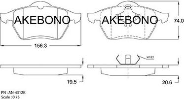 Akebono AN-4312KE - Тормозные колодки, дисковые, комплект unicars.by