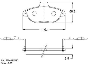 Akebono AN-4326WKE - Тормозные колодки, дисковые, комплект unicars.by