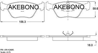 Akebono AN-4268K - Тормозные колодки, дисковые, комплект unicars.by