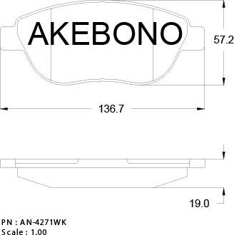 Akebono AN-4271K - Тормозные колодки, дисковые, комплект unicars.by