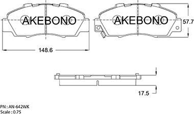 Akebono AN-642WK - Тормозные колодки, дисковые, комплект unicars.by