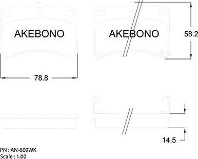 Akebono AN-609WKE - Тормозные колодки, дисковые, комплект unicars.by