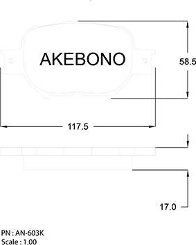 Akebono AN-603K - Тормозные колодки, дисковые, комплект unicars.by