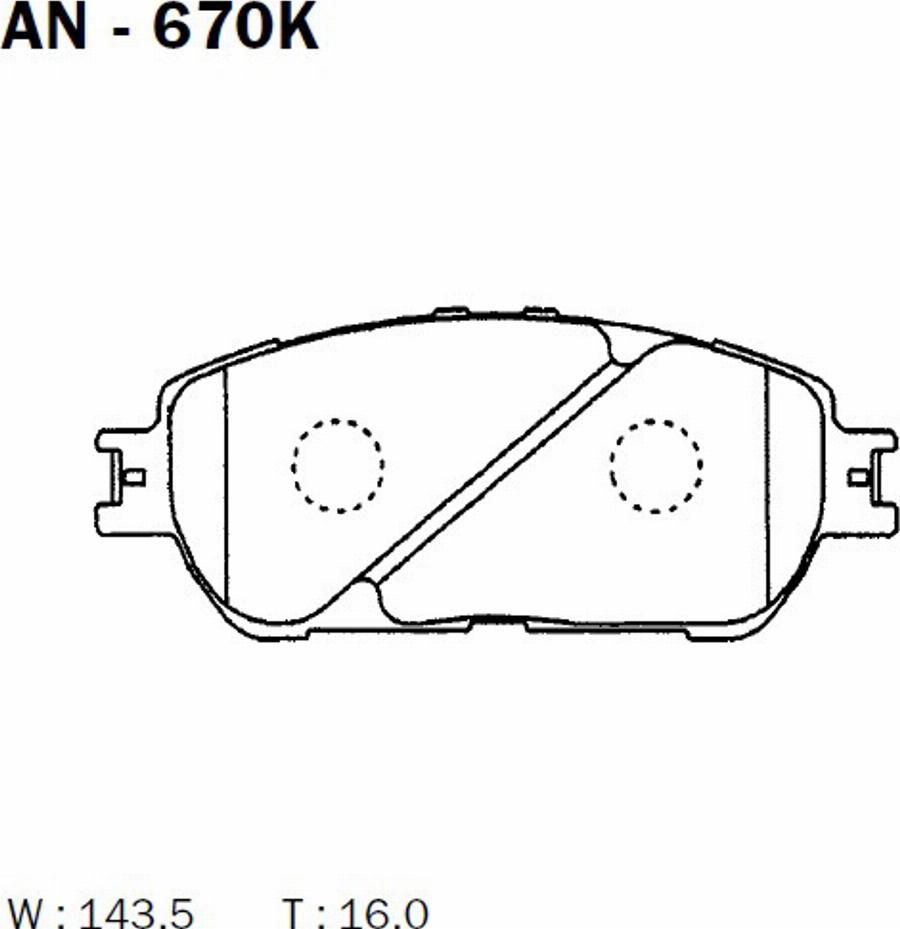 Akebono AN-670K - Тормозные колодки, дисковые, комплект unicars.by