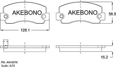 Akebono AN-097KE - Тормозные колодки, дисковые, комплект unicars.by