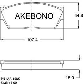 Akebono AN-158K - Тормозные колодки, дисковые, комплект unicars.by