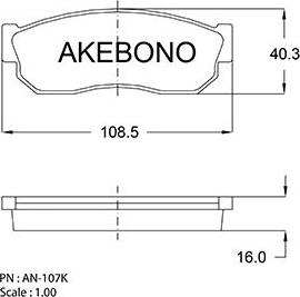 Akebono AN-107K - Тормозные колодки, дисковые, комплект unicars.by