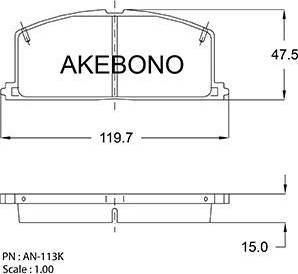 Akebono AN-113K - Тормозные колодки, дисковые, комплект unicars.by