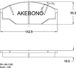 Akebono AN-135KE - Тормозные колодки, дисковые, комплект unicars.by