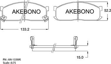 Akebono AN-133WKE - Тормозные колодки, дисковые, комплект unicars.by