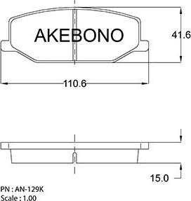 Akebono AN-129K - Тормозные колодки, дисковые, комплект unicars.by