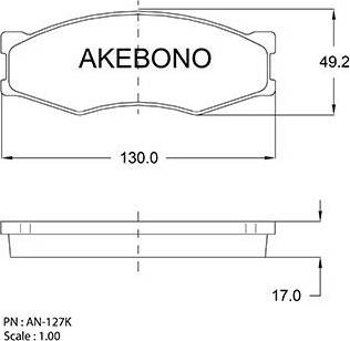 Akebono AN-127K - Тормозные колодки, дисковые, комплект unicars.by