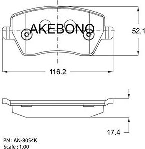 Akebono AN-8054K - Тормозные колодки, дисковые, комплект unicars.by