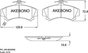 Akebono AN-8004WKE - Тормозные колодки, дисковые, комплект unicars.by