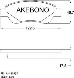 Akebono AN-8145K - Тормозные колодки, дисковые, комплект unicars.by