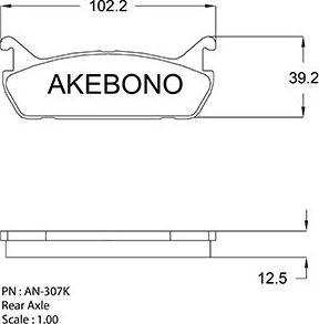 Akebono AN-307KE - Тормозные колодки, дисковые, комплект unicars.by