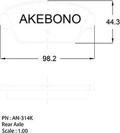 Akebono AN-314K - Тормозные колодки, дисковые, комплект unicars.by