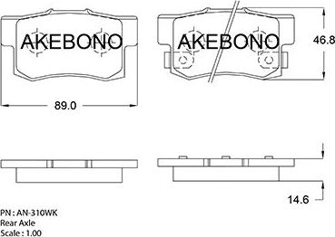 Akebono AN-310WK - Тормозные колодки, дисковые, комплект unicars.by