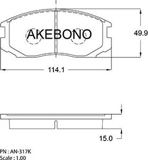 Akebono AN-317K - Тормозные колодки, дисковые, комплект unicars.by