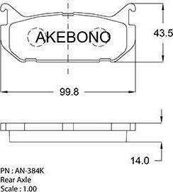 Akebono AN-384K - Тормозные колодки, дисковые, комплект unicars.by