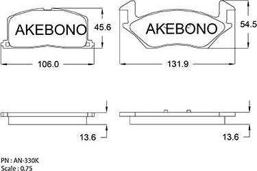 Akebono AN-330K - Тормозные колодки, дисковые, комплект unicars.by