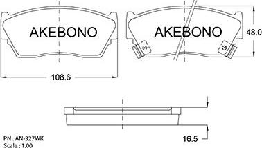 Akebono AN-327WK - Тормозные колодки, дисковые, комплект unicars.by