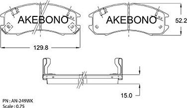 Akebono AN-249WKE - Тормозные колодки, дисковые, комплект unicars.by