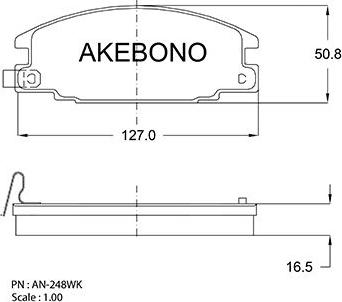 Akebono AN-248WKE - Тормозные колодки, дисковые, комплект unicars.by