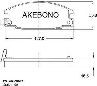 Akebono AN-248WK - Тормозные колодки, дисковые, комплект unicars.by