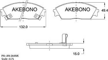 Akebono AN-264WK - Тормозные колодки, дисковые, комплект unicars.by