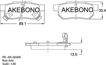 Akebono AN-265WKE - Тормозные колодки, дисковые, комплект unicars.by