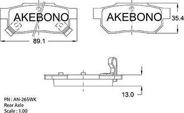 Akebono AN-265WK - Тормозные колодки, дисковые, комплект unicars.by