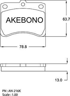 Akebono AN-216KE - Тормозные колодки, дисковые, комплект unicars.by