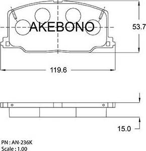 Akebono AN-236K - Тормозные колодки, дисковые, комплект unicars.by