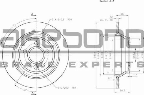 Akebono BN-0481E - Тормозной диск unicars.by